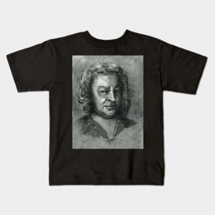 Johann Sebastian Bach - charcoal portrait Kids T-Shirt